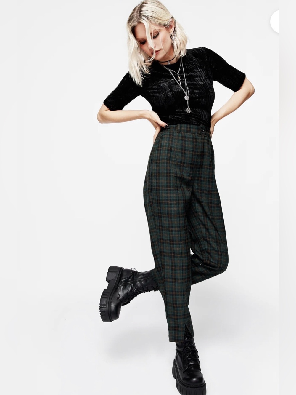 NWT Disturbia Nightingale Split Tapered Checkered Trouser size 10